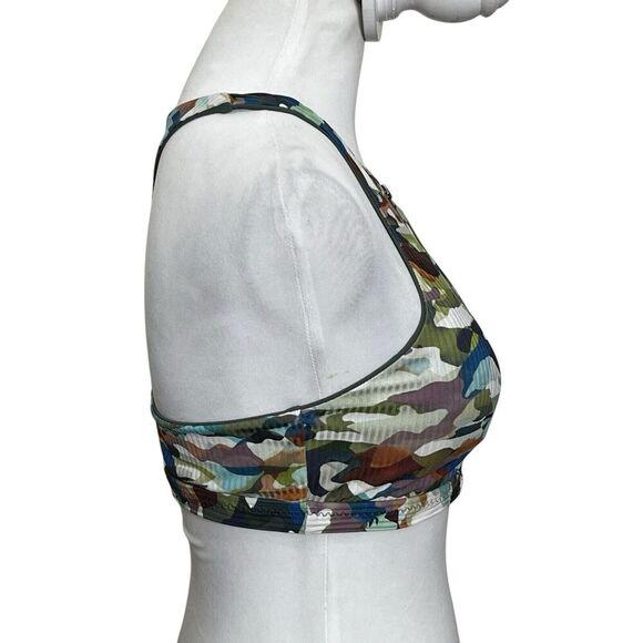 Becca by Rebecca Virtue Cora Bikini Top Women’s Size Large Multicolor Zip Camo - Picture 3 of 8